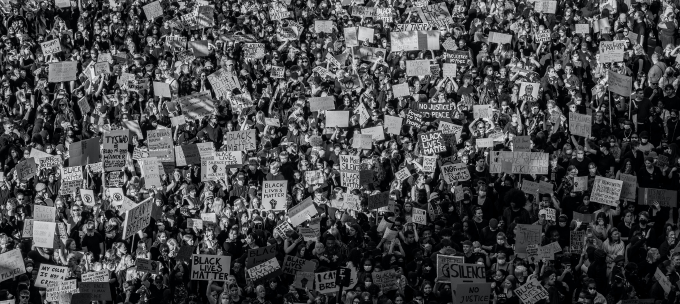 huge crowds with Black Lives Matter signs.