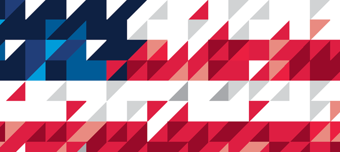 a pixelated American Flag