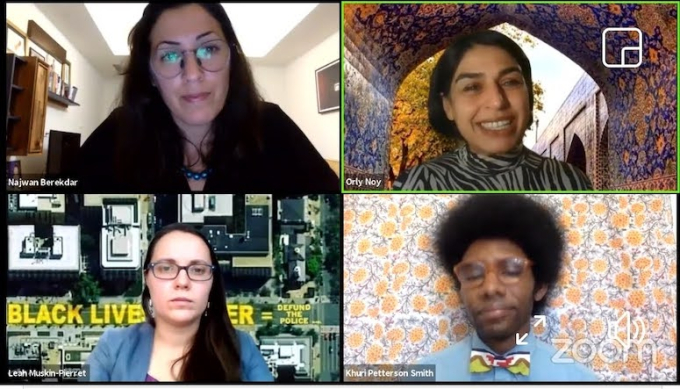 screenshot of a zoom meeting, with a grid of four presenters