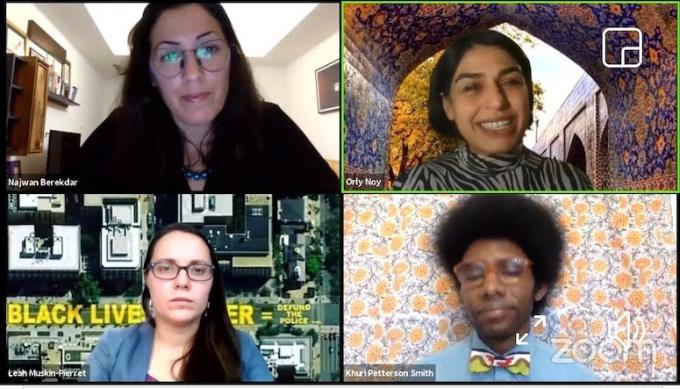 screenshot of a zoom meeting, with a grid of four presenters