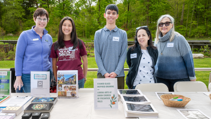 Tabling for Stained Glass-Inspired Drawings with Lumina Arts at Union Church of Pocantico Hills