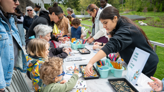 Families make Found Poetry Mosaics with Neptune in June
