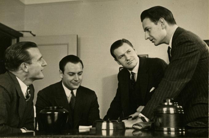 John 3rd, Winthrop, Nelson, and Laurance Rockefeller in New York Office, 1938.