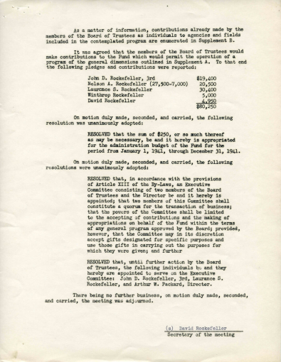 A sheet of paper featuring the Minutes of a Special Meeting, April 4, 1941.