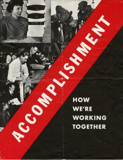 Cover of a pamphlet that reads "Accomplishment: How We're Working Together".