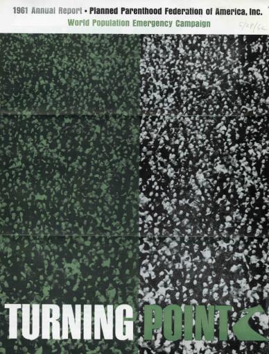 A sea of people in black and white are in the background, and the foreground features the words "Turning Point"