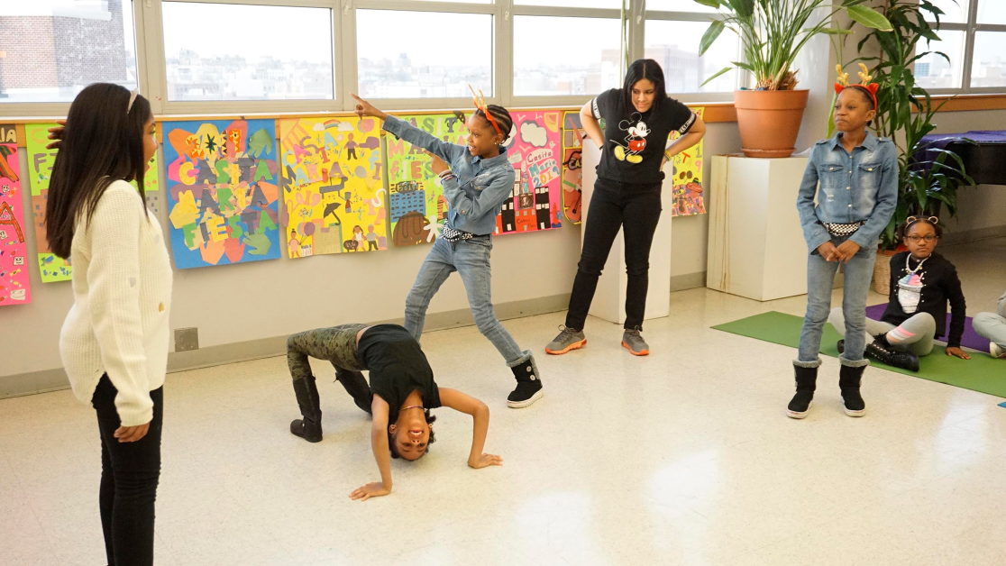 Group of young girls playing