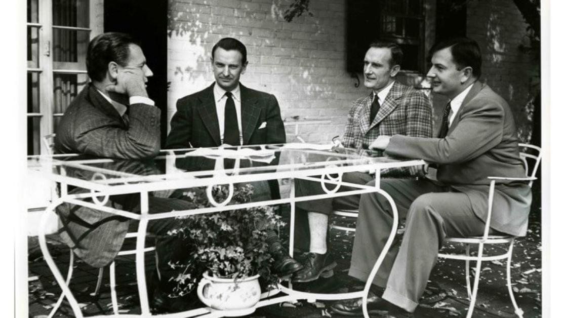 Nelson, Laurance, John 3rd, and David Rockefeller, at the Pocantico Hills home of John 3rd in 1950.