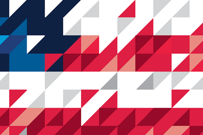 a pixelated American Flag
