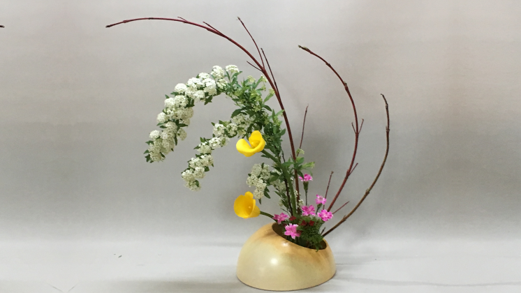 A Japanese Ikebana floral arrangement